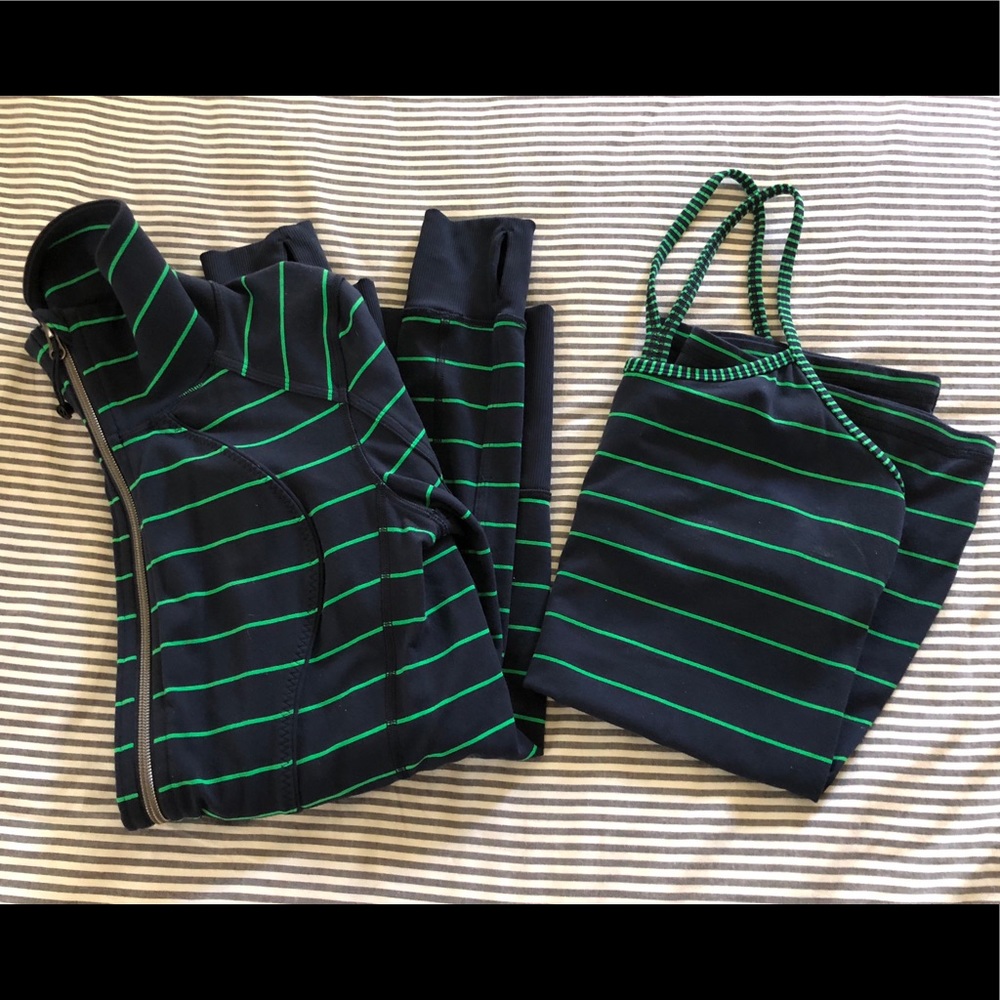 Lululemon scuba zip up and matching Y back tank!